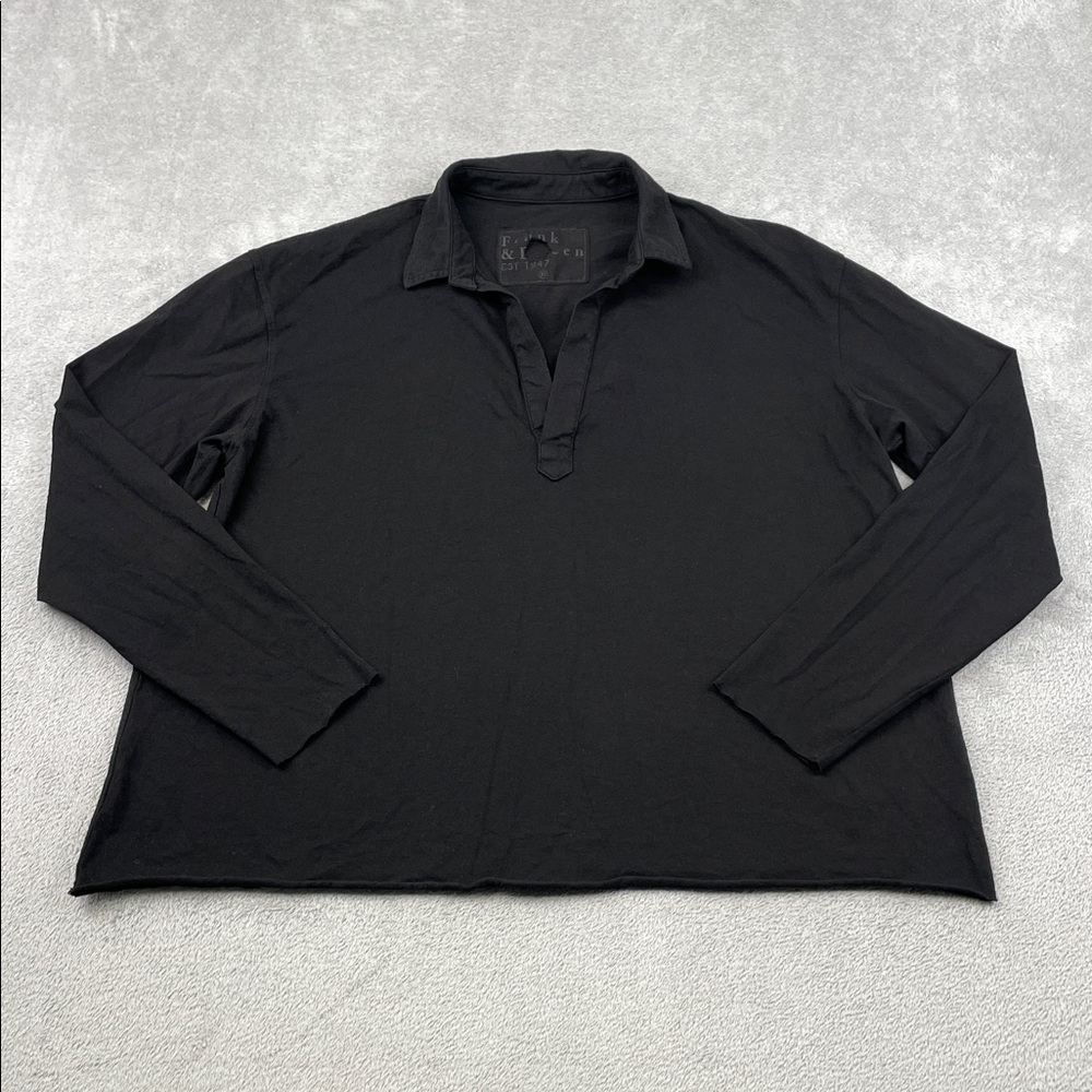 NEW Frank & Eileen XL 100% Cotton Black Long Sleeve Patrick Popover Top USA